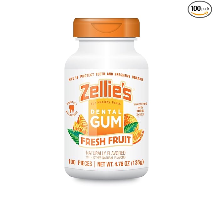 Zellie's | 100% Xylitol Fresh Fruit Chewing Gum | No Aspartame, Gluten Free, Vegan & Kosher (100