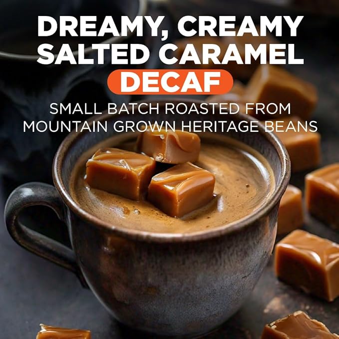 Maud's Decaf Salted Caramel Flavored Coffee Pods, 18 ct, Decaffeinated Medium Roast Flavored Coffee