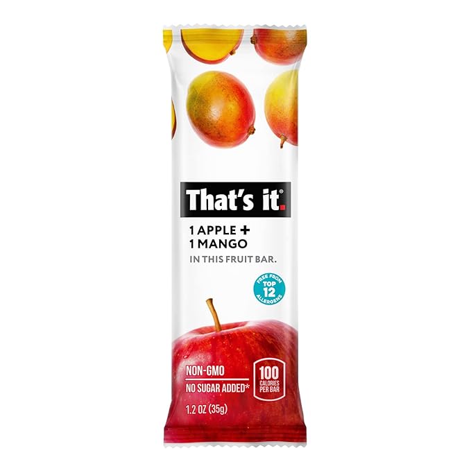 That's it. Apple + Mango 100% Natural Real Fruit Bar, Best High Fiber Vegan, Gluten Free Healthy