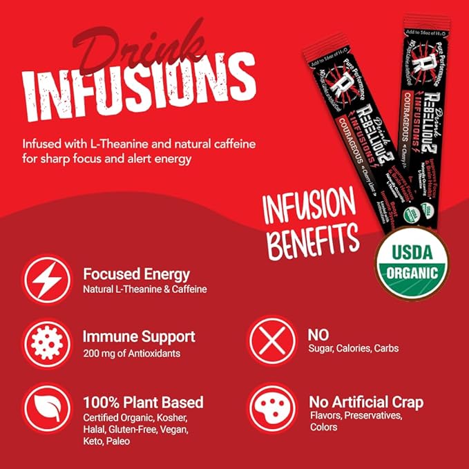 Rebellious Organic Energy Drink Mix Pure Performance Bundle (4 Pack Bundle, 10 Counts Each) ??0