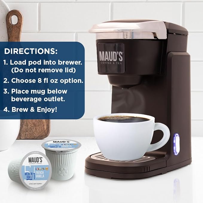 Maud's French Vanilla Coffee Pods, 100 ct, Medium Roast Coffee in Recyclable Single Serve Pods