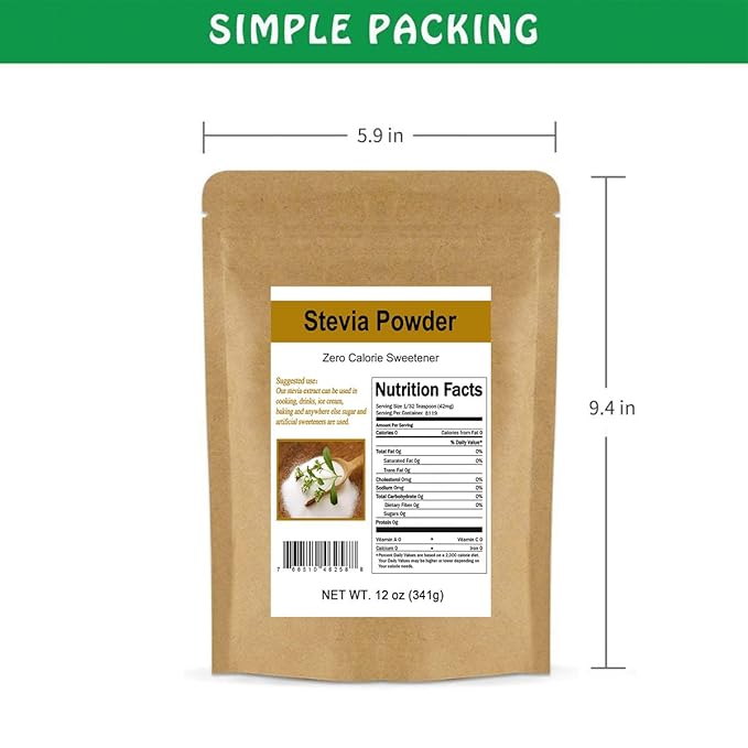 CCnature Stevia Powder Extract Natural Sweetener Zero Calorie Sugar Substitute12oz