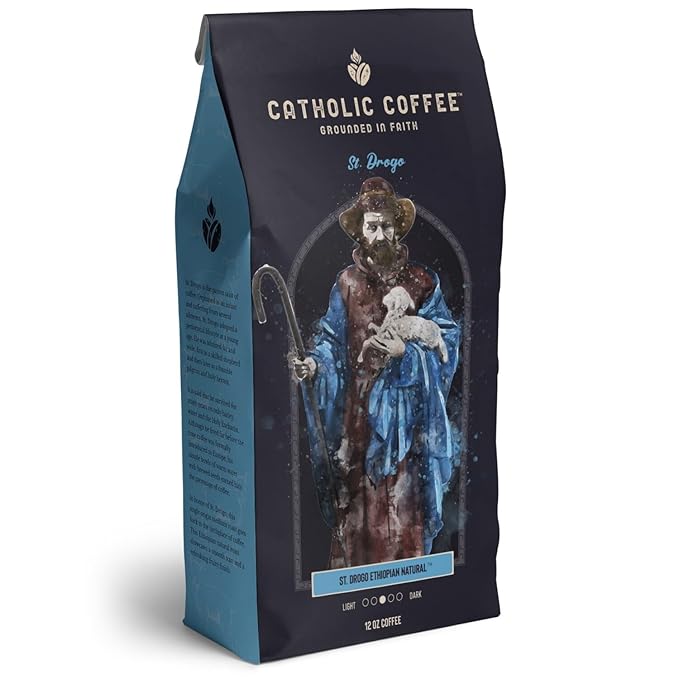 Catholic Coffee St. Drogo | Ethiopian Medium Roast Ground Coffee ??Dark Chocolate & Berry Notes |