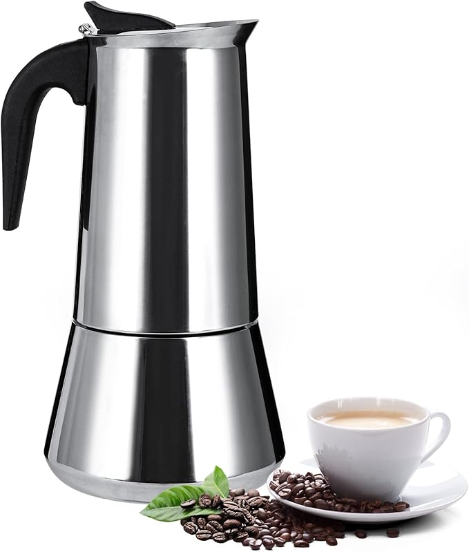 Stainless Steel Stovetop Moka Pot Espresso Maker Percolator 12 Cup 600ml Portable Italian Greca