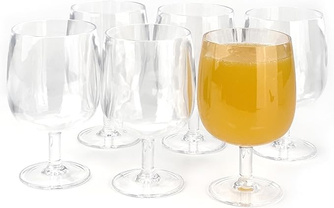 Yalin Set of 6 Unbreakable 12 oz Acrylic Plastic Wine and Water Tumbler Stackable Goblets. (Clear