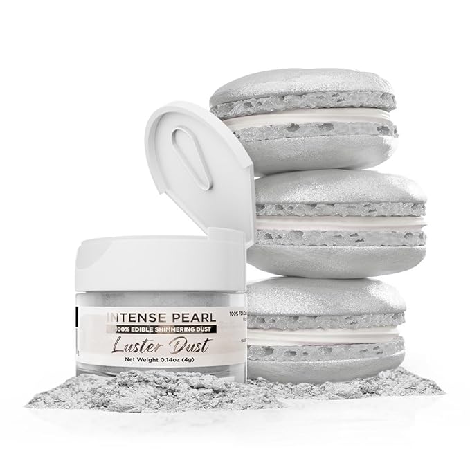 Luster Dust - Intense Pearl White (4g 1x Jar) | Edible Vegan Dust & Paint for Cake Decorating, Ice