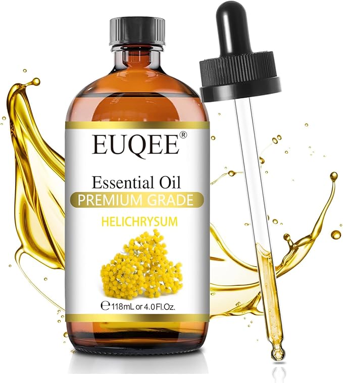 Helichrysum Essential Oil 4 oz/118 ml Large Bottle Premium Helichrysum Oil with Glass Dropper