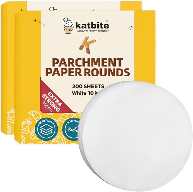 Katbite 10 Inch Parchment Paper Rounds, 400Pcs Round Parchment Paper for Cake Baking, Air Fryer