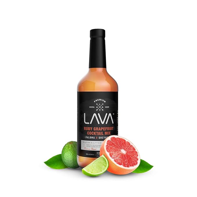 LAVA Premium Skinny Paloma Mix Craft Cocktail Mixer, Ruby Red Grapefruit Juice, Key Lime Juice, Low