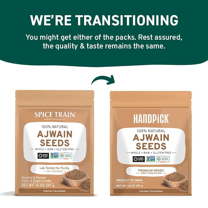 HANDPICK Ajwain Seeds (397g/14oz) Whole Carom Seeds | Vegan, Gluten free, Non GMO | Raw Carom