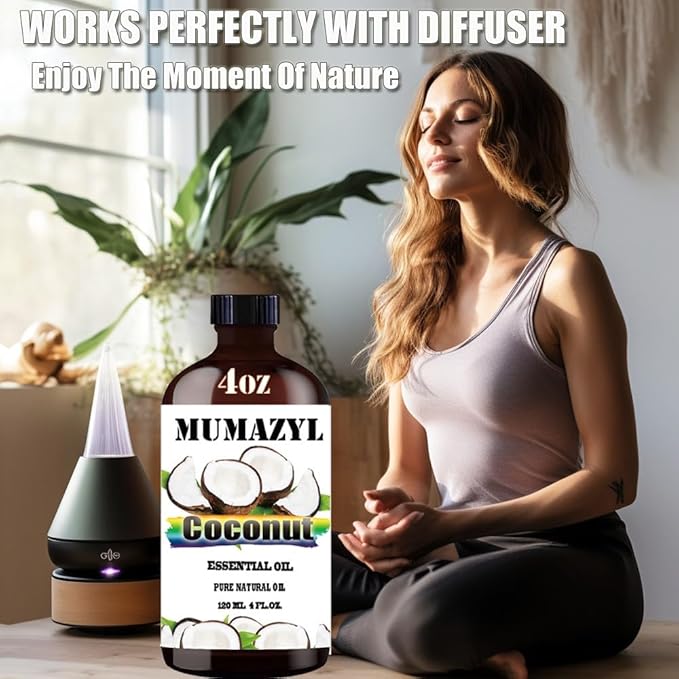 Coconut Essential Oil, Coconut Oil 4 Fl Oz 120ML for Diffuser Humidifier Yoga Cleaning DIY Candle