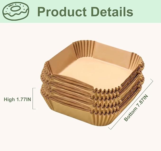 Air Fryer Liners,Disposable Airfryer Paper Liners,Non-Stick Oil-proof Water-proof for Easy Cleanup