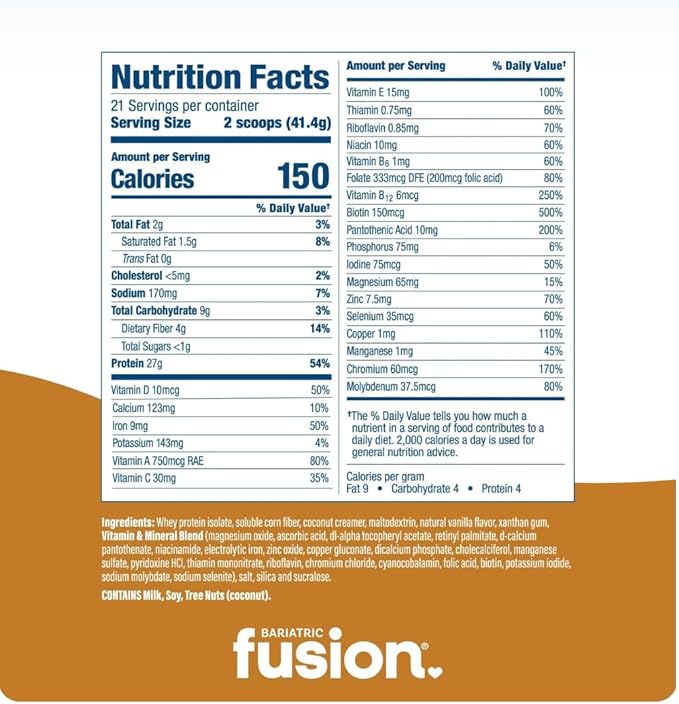 Bariatric Fusion Vanilla High Protein Meal Replacement Shake | 27g Whey Isolate Bariatric Protein