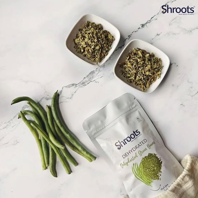 SHROOTS Dehydrated Chopped Green Beans Flakes Pure Vegetarian Gluten-Free No Added Salt Easy