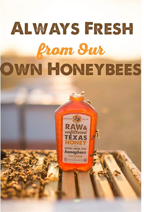 Pack of Two 12 oz. Honey Bears Raw, Unfiltered, Unpasteurized Texas Honey by Desert Creek Honey