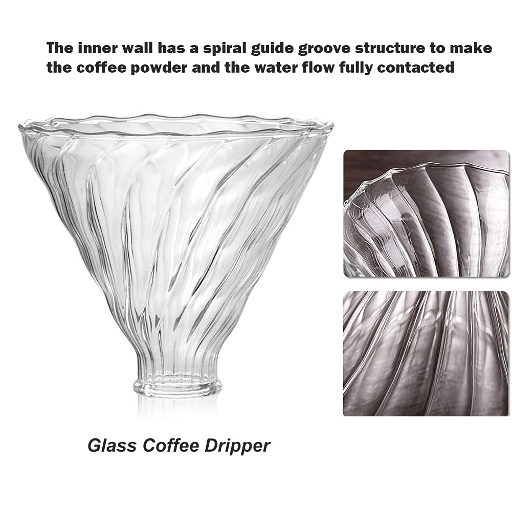Pour Over Coffee Maker Set – Includes Glass Coffee Dripper, Metal Dripper Stand, Heat Resistance