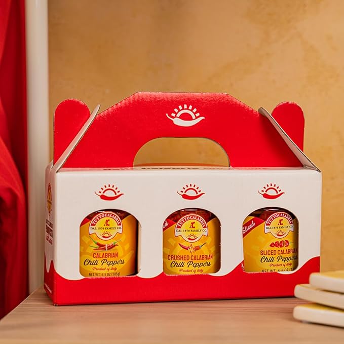 TUTTOCALABRIA Gift Set, Variety 3 Pack, Crushed, Sliced, Calabrian Chili Pepper Gift Set (3 Pack X
