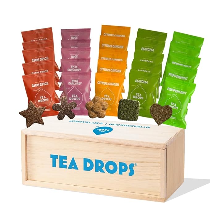 Tea Drops Sampler Box 25 Count | Organic Dissolvable Loose Leaf Tea | Iced or Hot | On-The-Go