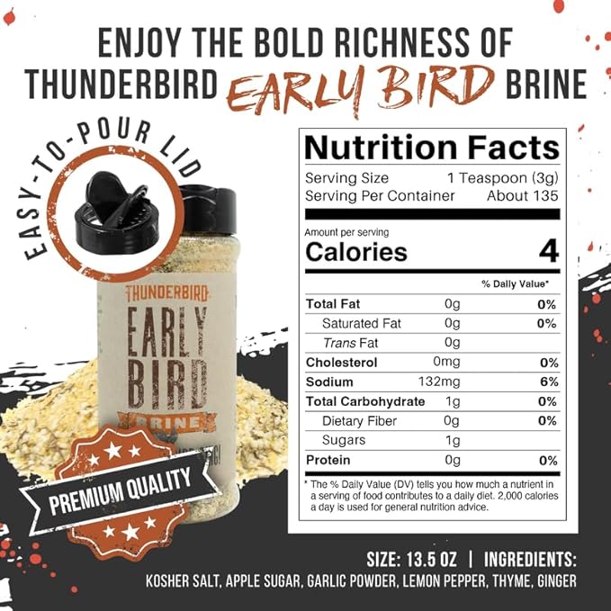 Lane's Thunderbird Early Bird Turkey Brine Mix, All-Natural Chicken Brine Seasoning for Marinating