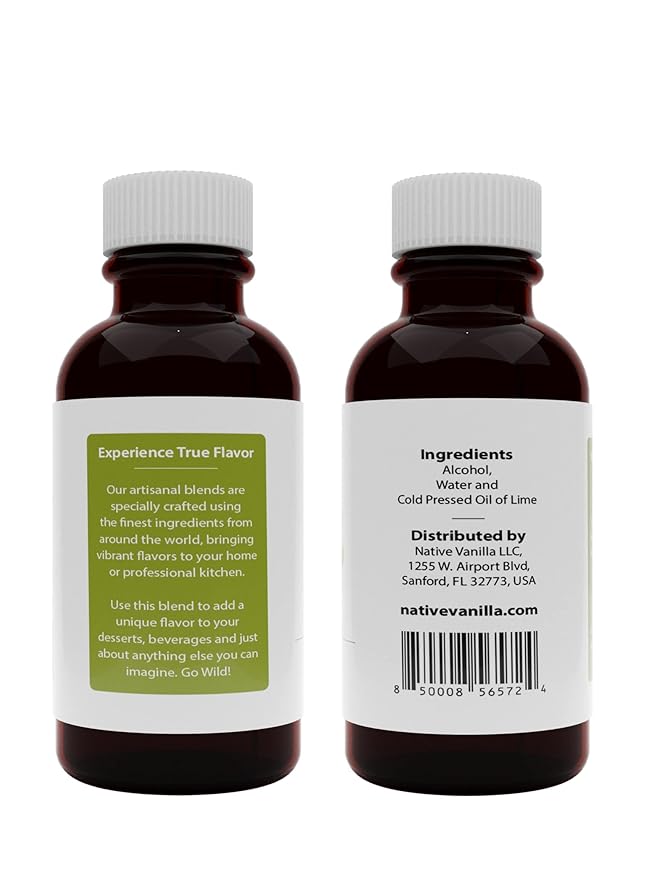 Native Vanilla - Pure Lime Extract - 4 Fl Oz - Pure Flavors and Extracts - Perfect for Cooking