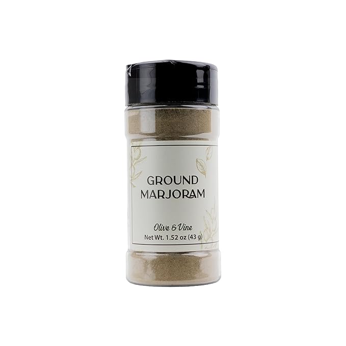 Olive & Vine Ground Marjoram, Earthy & Sweet, Seasoning for Soups, Stews, and Roasts, With Rich