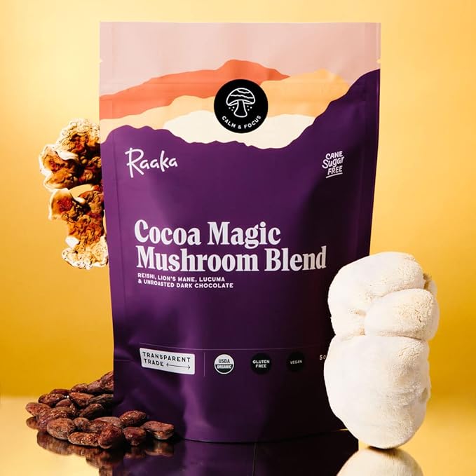 Raaka Cocoa Magic Mushroom Hot Chocolate Blend with Lion?™s Mane, Reishi and Lucuma - Gourmet