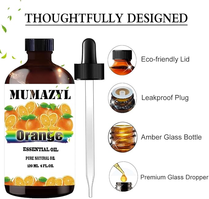 Sweet Orange Essential Oil, Sweet Orange Oil 4 Fl Oz 120ML for Diffuser Humidifier Yoga Cleaning