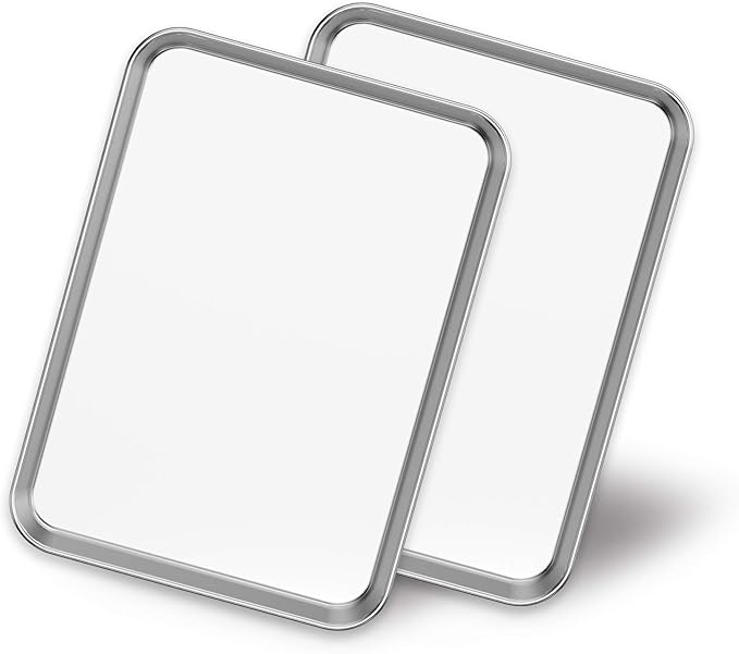 Baking Sheets 2 Pieces, Bastwe Stainless Steel Baking Pan Tray Cookie Sheet, Rectangle Size 9 X 7 X