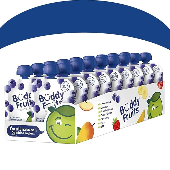 Buddy Fruits Snacks To Go Blueberry Unsweetened Applesauce 3.2oz Pouch (18pk)