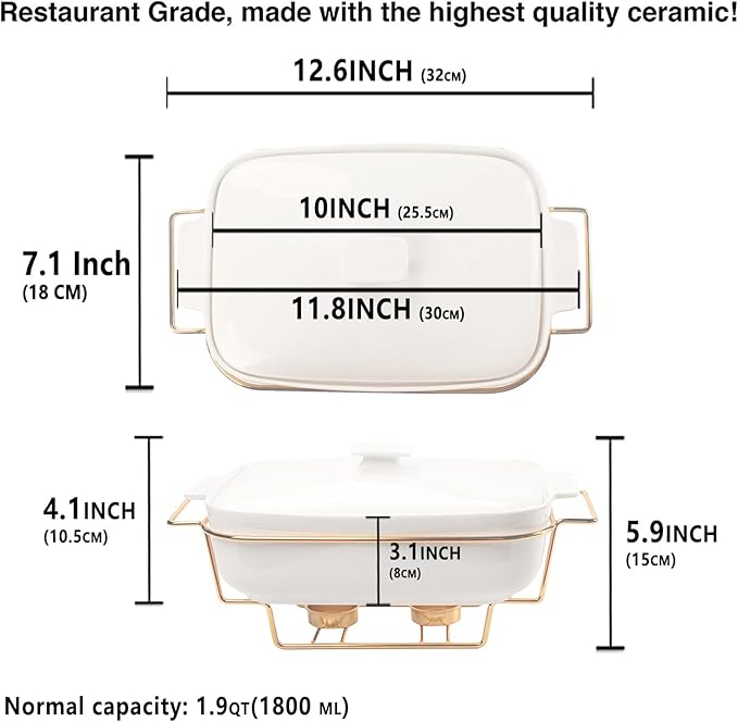 Casserole Dish with Lids 1.7 Quart Ceramic Bakeware Set with Lids and rack, 10 x 7 Lasagna Pan Deep