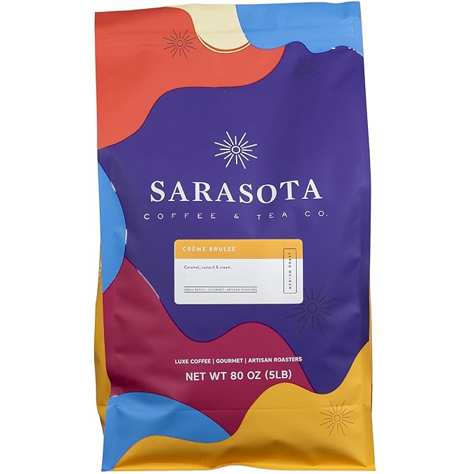 Sarasota Coffee Ground Creme Brulee | Medium Roast Gourmet Flavored Coffee Grounds | Low Acid, Mold