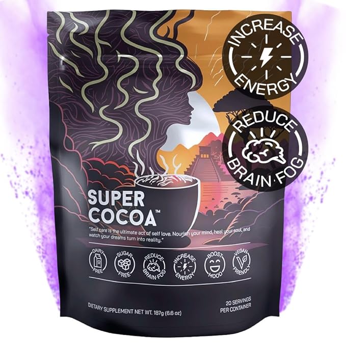 Super Cocoa Coffee Alternative Hot Chocolate Mix - Nootropics Brain Support Supplement for Memory &