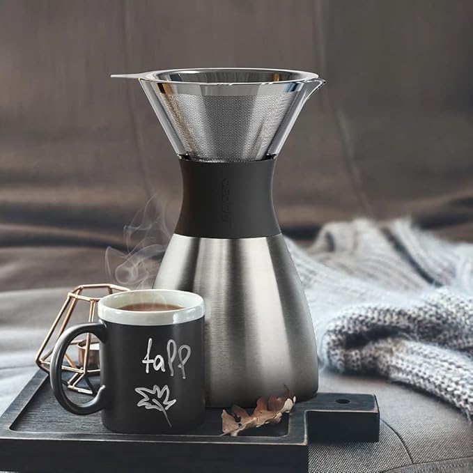 asobu Insulated Pour Over Coffee Maker (32 oz.) Double-Wall Vacuum, Stainless-Steel Filter and Take
