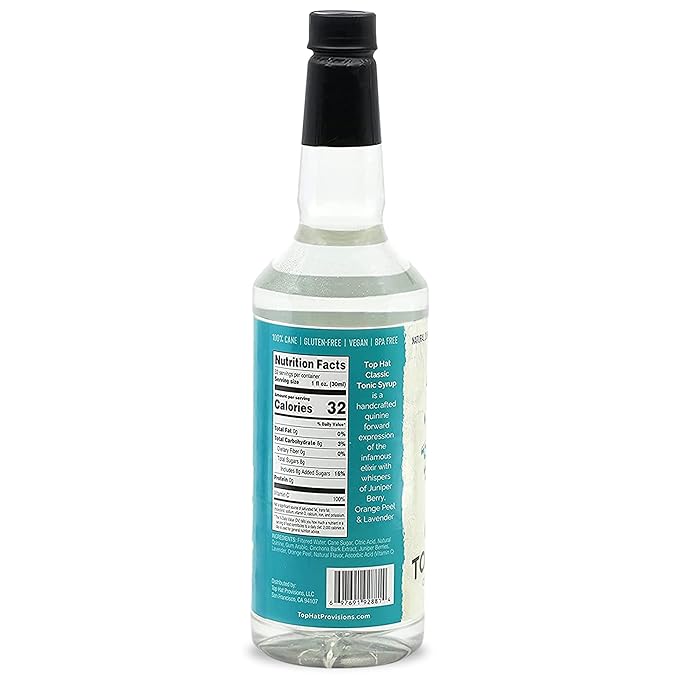 Top Hat Classic Tonic Syrup – 5x Quinine Tonic Water Concentrate – Make Tonic Water at Home – Just