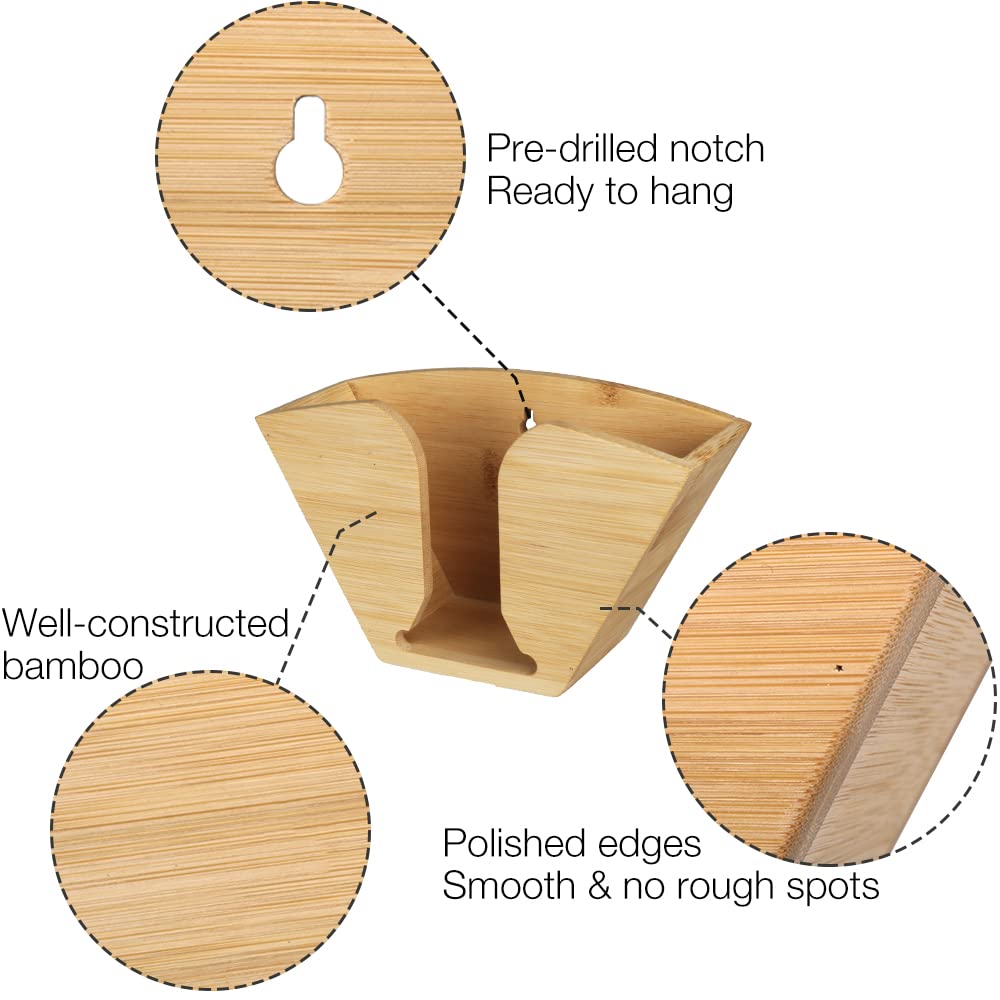 Unibene Bamboo Coffee Filter Holder, Coffee Paper Storage Container Dispenser Rack Shelf for