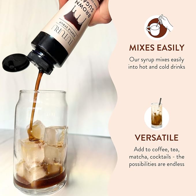 Brown Sugar Agave Simple Syrup for Coffee & Cocktails - Clean Simple Syrup Sweetened with Raw Agave