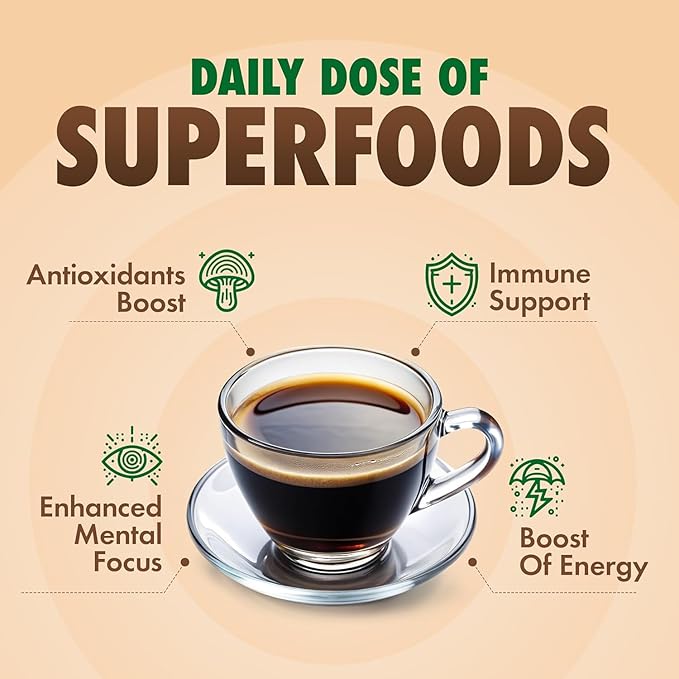 Sollo Infused Instant Chaga Mushroom Coffee Sticks (24 Servings) Memory & Clarity Support, 100%