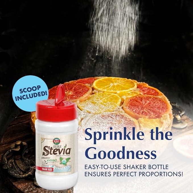 KAL Sure Stevia Extract, Organic Stevia Powder, Low Carb, Zero Calorie Sweetener, Keto Friendly
