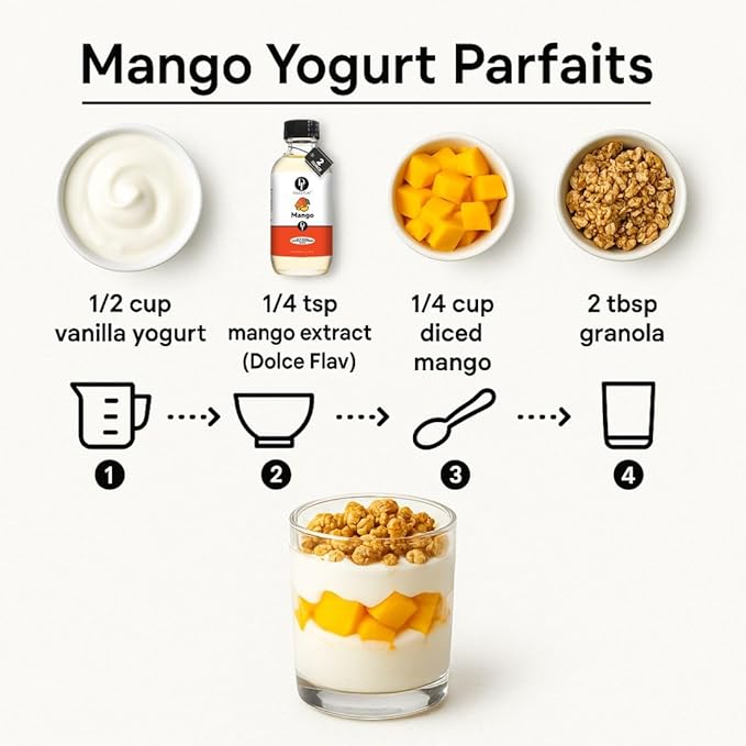 Dolce Foglia Mango Extract - 2 Ounce Water-Soluble Multipurpose Flavoring Ideal for Baked Goods