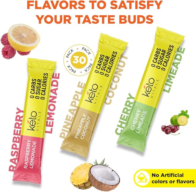 Keto Vitals Tropical Keto Electrolytes Powder No Sugar - Keto Electrolytes Stickpacks with