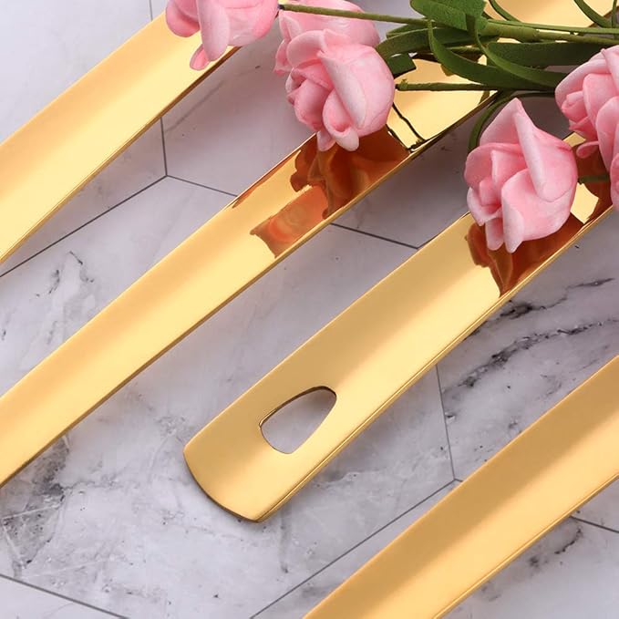 Stainless Steel Serving Spoons: Long Handle Flatware Set of 6 - Large Metal Kitchen Serving