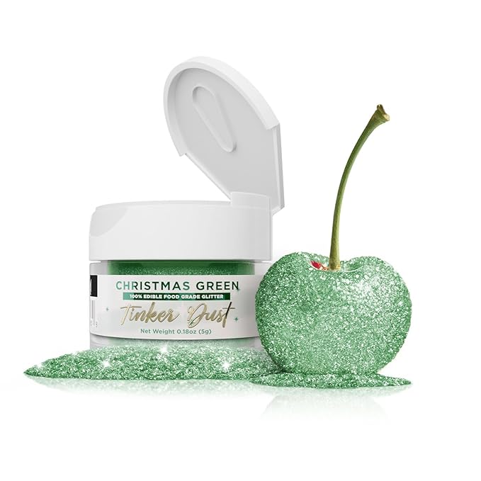 Bakell - Christmas Green Tinker Dust (5g, 1x Jar) Edible Glitter for Food, Desserts, and Beverages!