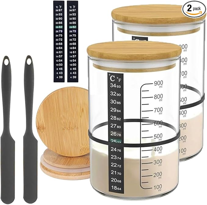 Pro Sourdough Bread Starter Kit - 34 oz sourdough jar with 5 unique features for the perfect sour