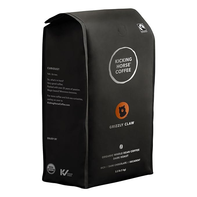 Kicking Horse Coffee, Grizzly Claw, Dark Roast, Whole Bean, 2.2 Pound - Certified Organic
