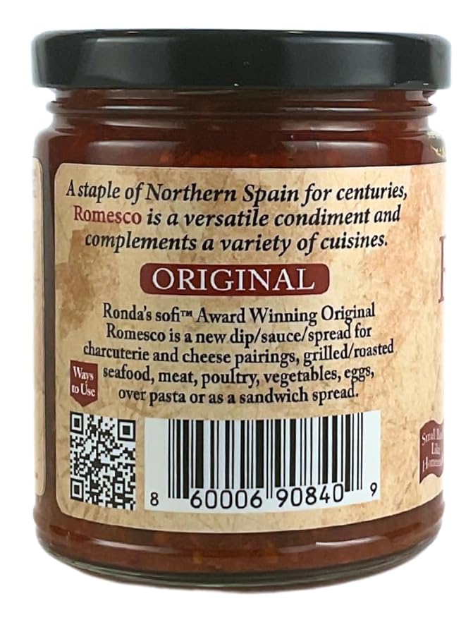 Romesco Dip, Spread, Topping & Sauce ??Thick, Small-Batch Romesco with Almonds, Pure Olive Oil, Red