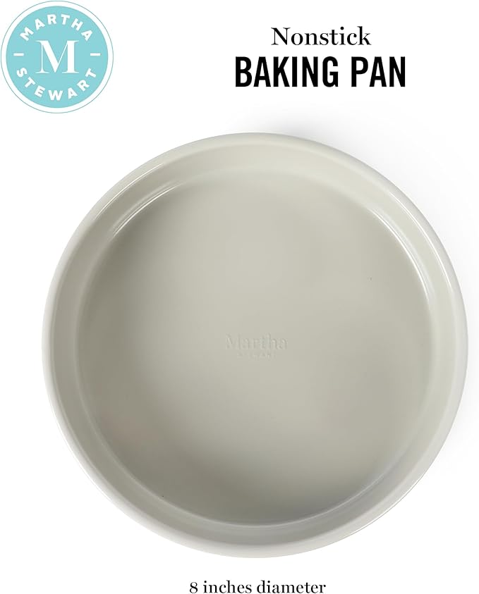Martha Stewart Gallen 8 Inch Round Nonstick Carbon Steel Cake/Bake Pan - Cool Grey