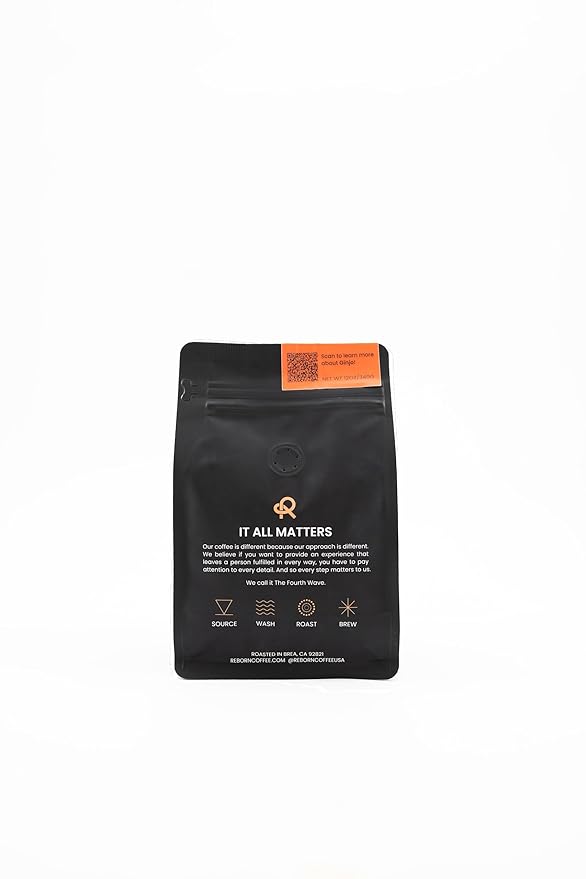 Reborn Coffee Specialty Whole Bean Coffee, Light-Medium Roast, 12 Ounce, Ethiopia Abana Estate