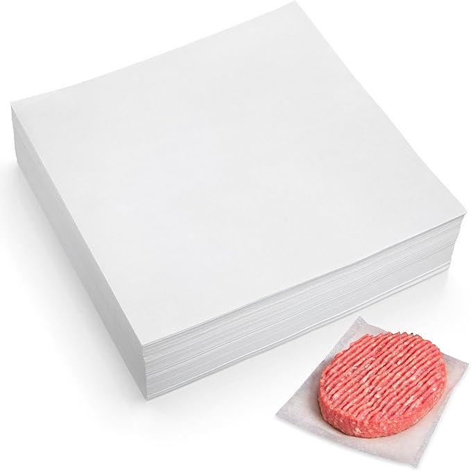 300Pcs Burger Patty Paper, AIMEIKI 7x7 Inch Parchment Paper Squares for Burger Press, Unbleached