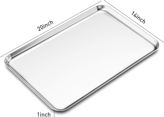 Baking Sheets Set of 2, Bastwe 20 inch Stainless Steel Bakeware Baking Pans, Healthy & Nontoxic &