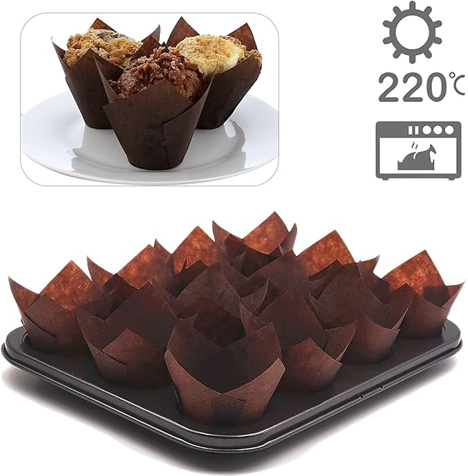 200PACK Tulip Baking Paper Cups Cupcake Liners Baking Cups Muffin Wrappers Greaseproof Paper